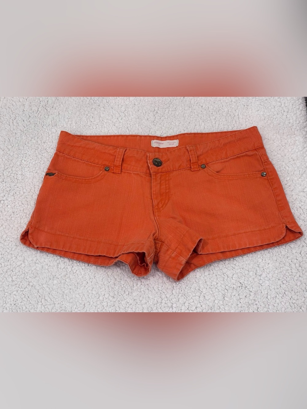 No Boundaries Low Rise Denim Shorts Orange Y2K Size 11